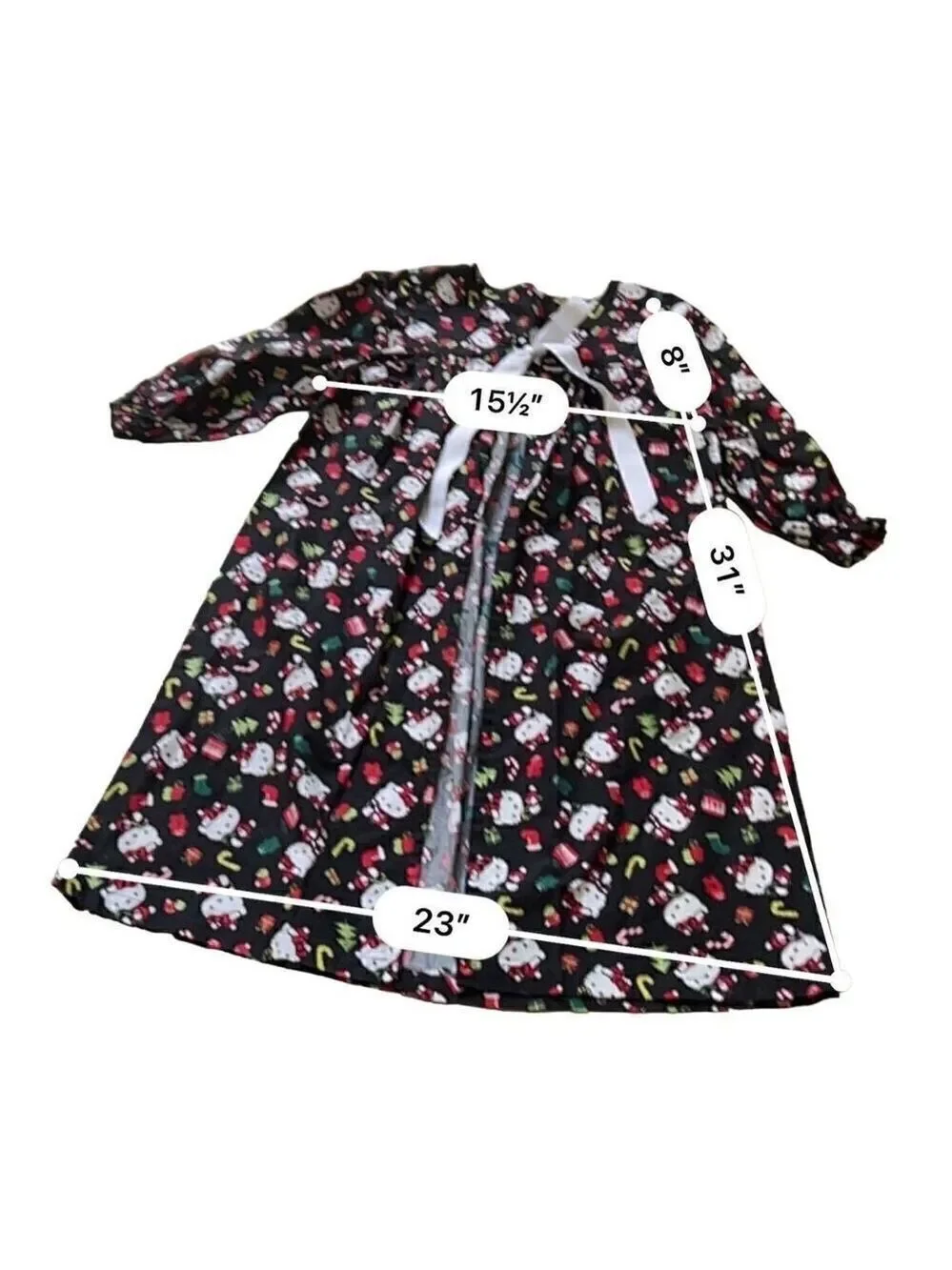 HELLO KITTY Christmas Kids fabric Open Robe Pajama size 7-8